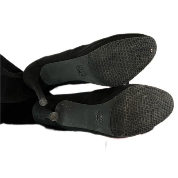 Stuart Weitzman Black Suede to the knee heeled sock boots. Size 9 💕 - Picture 3 of 4